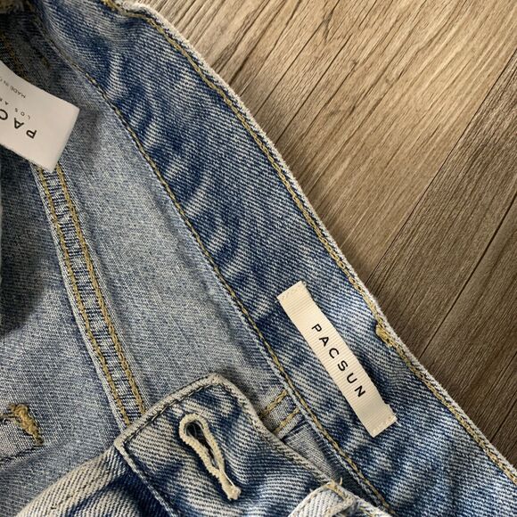 PacSun Light Denim Distressed High Rise Straight Jeans 26 - Picture 9 of 9
